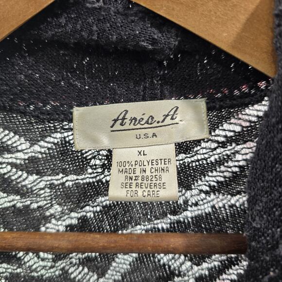 Anes A Cardigan Women XL Vintage Black Blue Red Duster Kimono Boho Artsy Wear - Picture 3 of 10